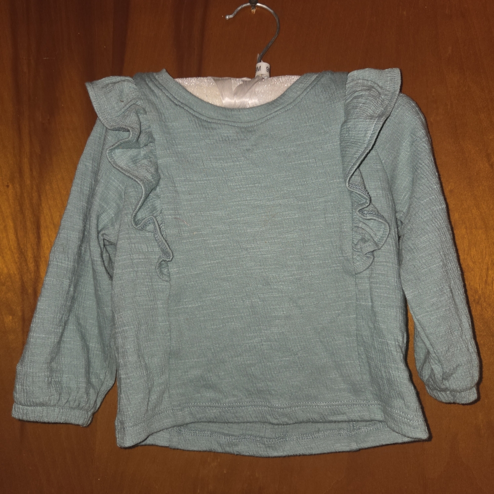 Cat & Jack Long Sleeve Ruffle Top - Teal